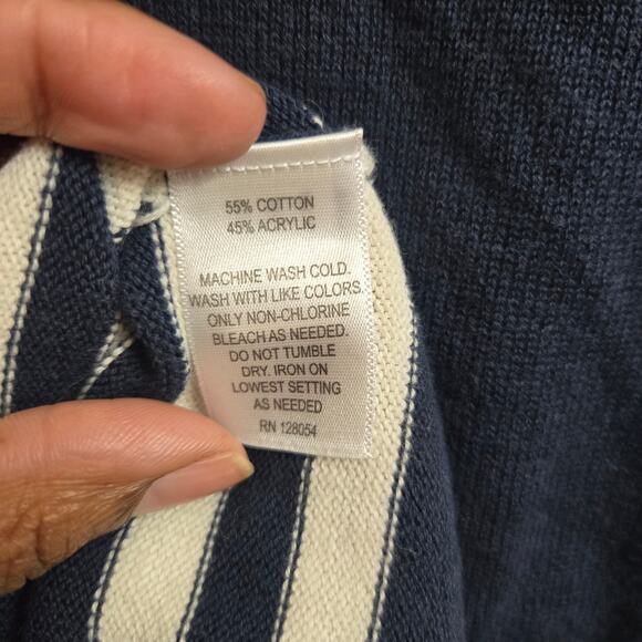 Maide by Bonobos Mens Prep Nautical Fisherman Navy Striped Quarter Zip Sweater M - Picture 8 of 10